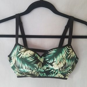 Palm Leaf Cage Back Push Up Sport Bra